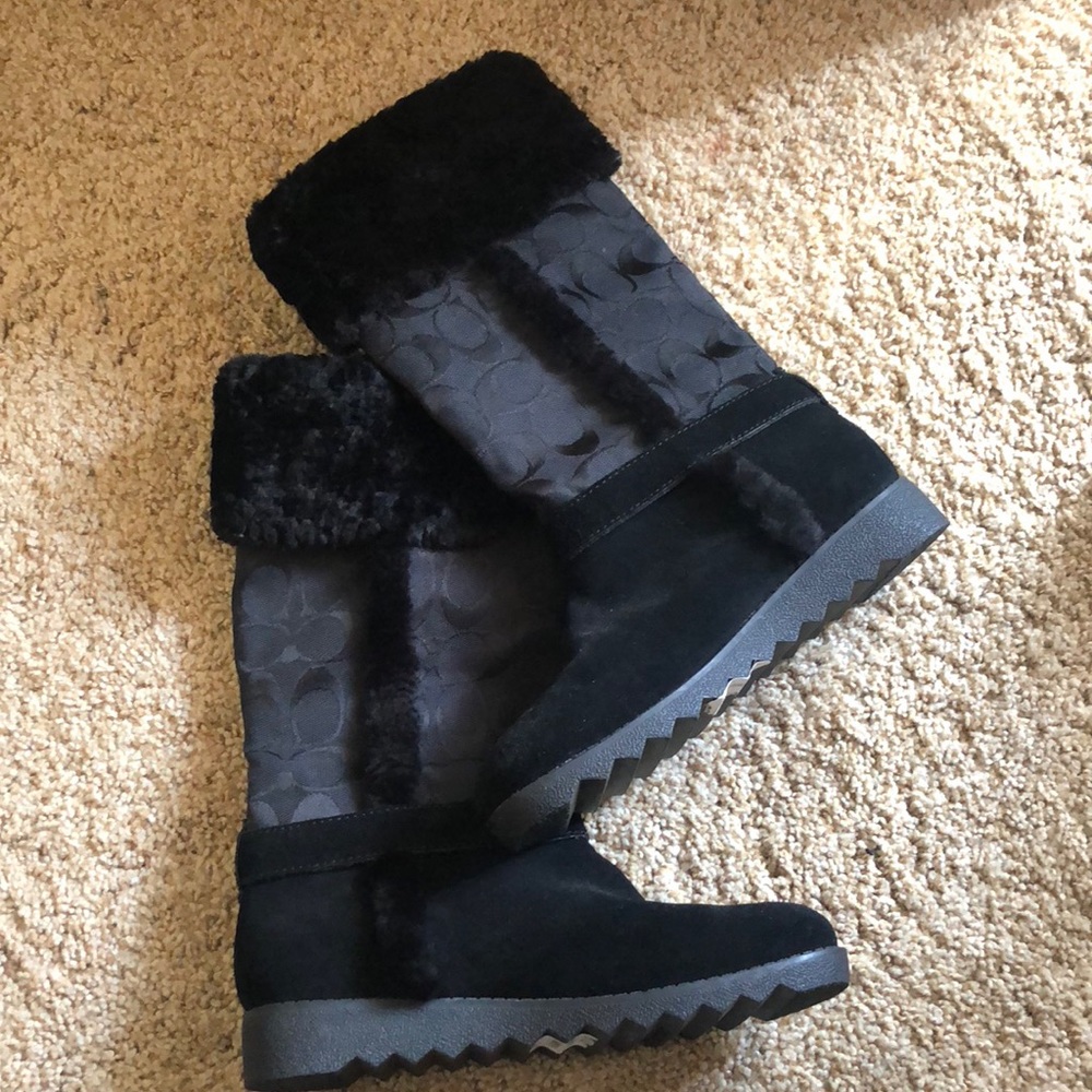 Coach DeeAnn faux fur boots
